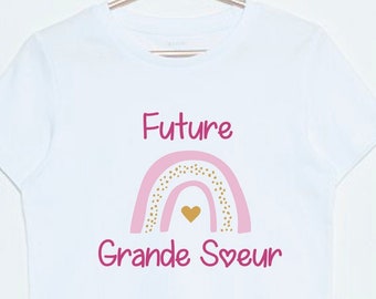 tee shirt annonce grossesse future super grande soeur,  annonce grossesse, future grande soeur,  arc en ciel