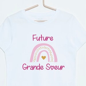 tee shirt annonce grossesse future super grande soeur, annonce grossesse, future grande soeur, arc en ciel image 1