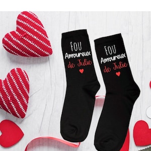 Custom socks crazy in love with, Valentine's Day gift, couple gift, couple socks