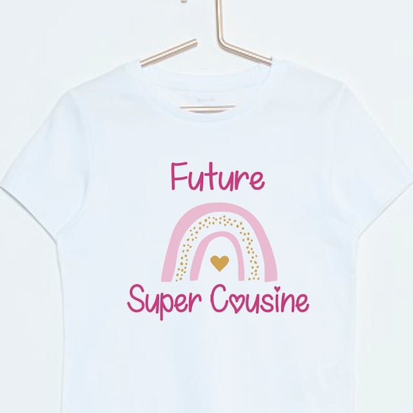 tee shirt annonce grossesse future super cousine, future cousine arc en ciel, super cousine