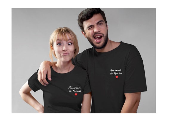 T-shirt assortis couple amoureux de, cadeau saint Valentin, cadeau