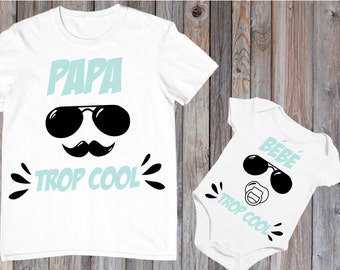 Tee shirt papa mini, tee shirt matchy papa et bébé, papa trop cool, tenue assortie