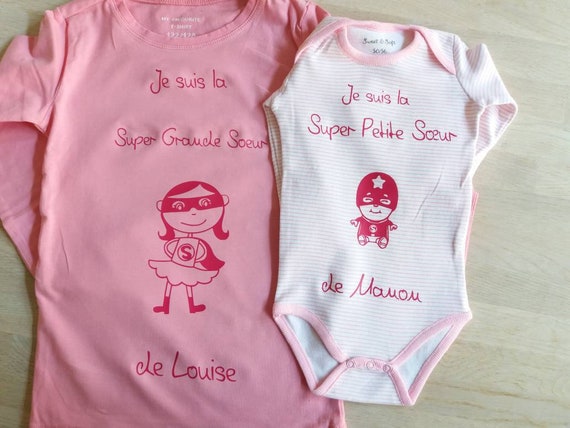 Personalisierte Geburt Geschenk T-Shirt super große Schwester | Etsy