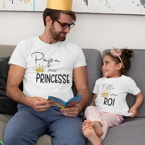 Tee shirt papa d'une princesse , tee shirt matchy papa et sa fille, papa et mini , papa et enfant, tenue assortie image 1