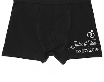 Personalized just married men&#39;s boxer shorts, groom&#39;s boxer shorts, wedding gift, future groom