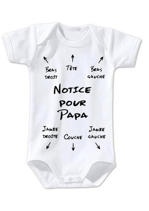 Body Bébé notice pour papa - cadeau naissance humour