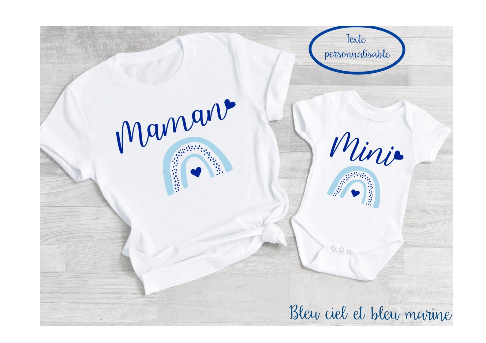 Set Maman Et Bébé - T-shirt Et Gilet Assortis - Neuf Sur Commande