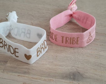 EVJF bracelet bride tribe pastel pink, elastic team bride, bridal team, EVJF accessories