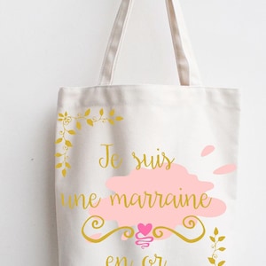Baptism gift godmother cotton bag