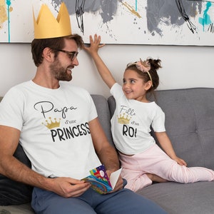 Tee shirt papa d'une princesse , tee shirt matchy papa et sa fille, papa et mini , papa et enfant, tenue assortie image 2