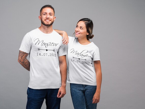 Couple T-shirts Wedding Monsieur Madame 