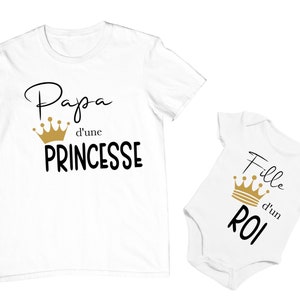 Tee shirt papa d'une princesse , tee shirt matchy papa et sa fille, papa et mini , papa et enfant, tenue assortie image 3