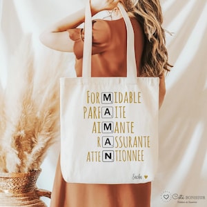 Mom bag, personalized MOM tote bag, Original Mother&#39;s Day gift, Acrostic message cotton bag, Mom gift idea