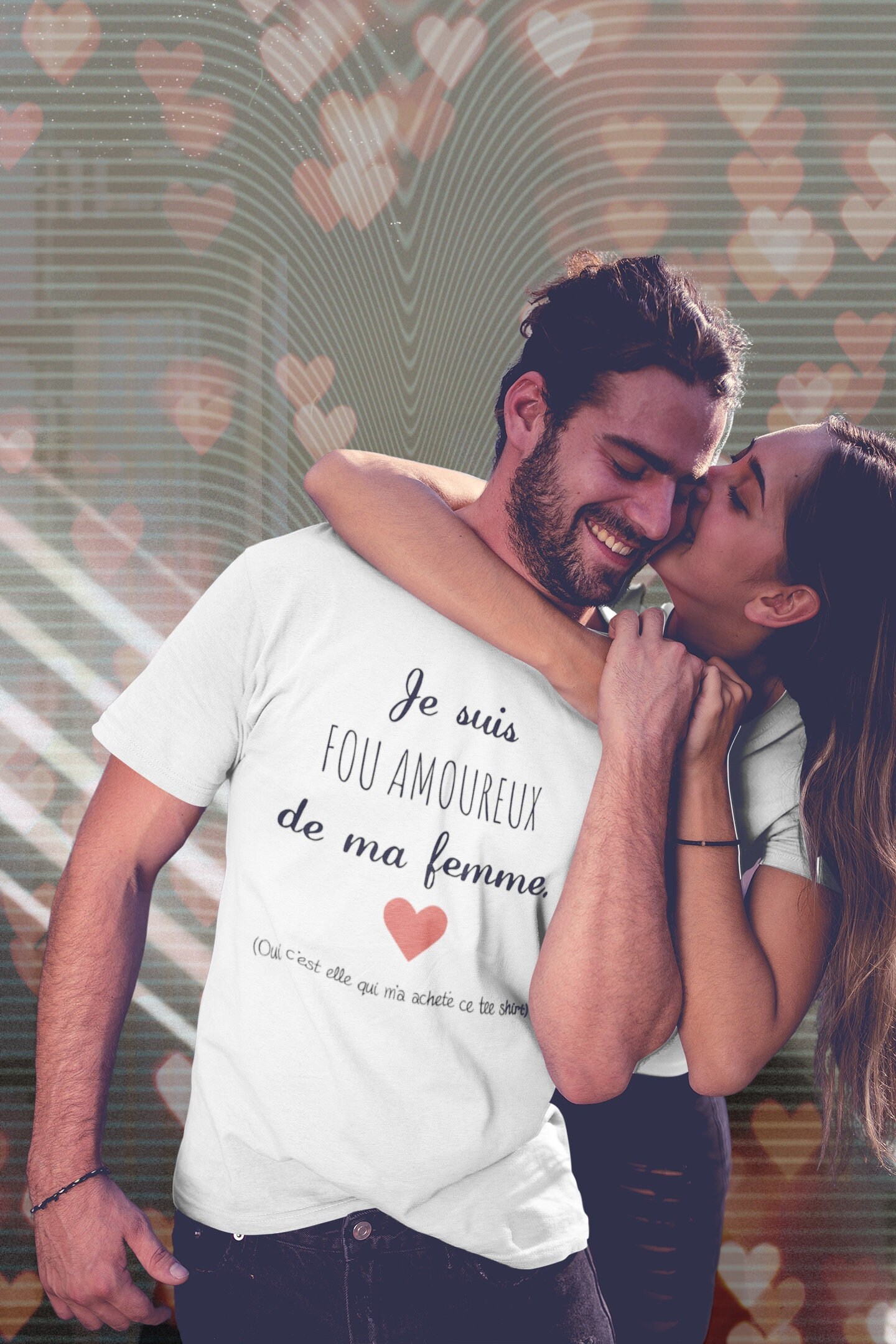 T-Shirt Saint-Valentin Couple Avec Gros Cœur - Débardeur Cadeau Personnalisé Pour Homme Et Femme