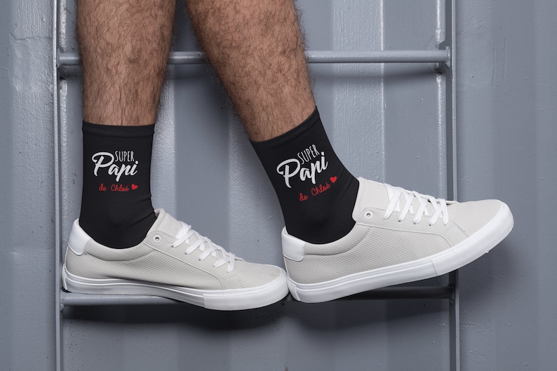 Chaussettes personnalisées super papi, chaussettes papi, chaussettes papa, tonton parrain, frère, cadeau personnalisé image 2