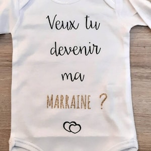 Baby bodysuit request godmother, godfather, baptism,