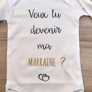 Baby bodysuit request godmother, godfather, baptism, image 1