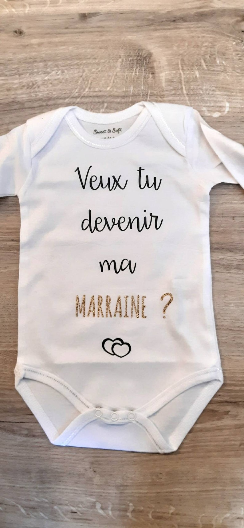 Baby bodysuit request godmother, godfather, baptism, image 1