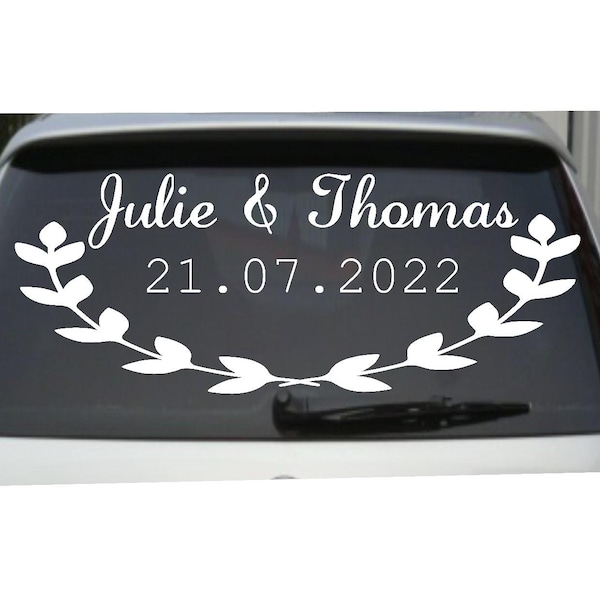 Sticker voiture Mariage Personnalisé, décoration voiture, décoration mariage