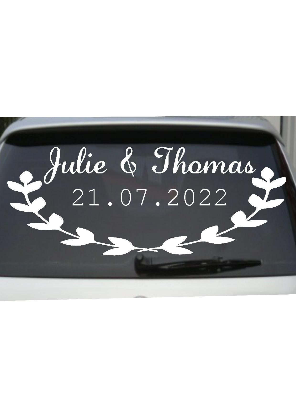 Autocollant pour voiture de mariage personnalisé Mr & Mrs