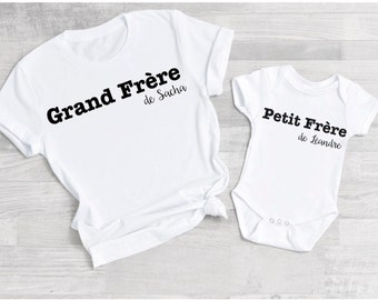 Personalized birth gift super big brother t-shirt and super little brother bodysuit, pregnancy announcement, future big brother