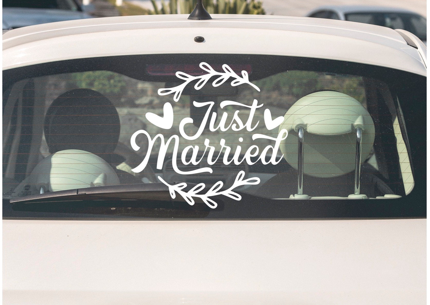 Autocollant de voiture stickers de lettres Just Married Accessoires de  voiture pour le mariage (1)