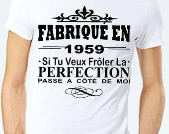 t-shirt année de naissance perfection, cadeau anniversaire, tee shirt personnalisé