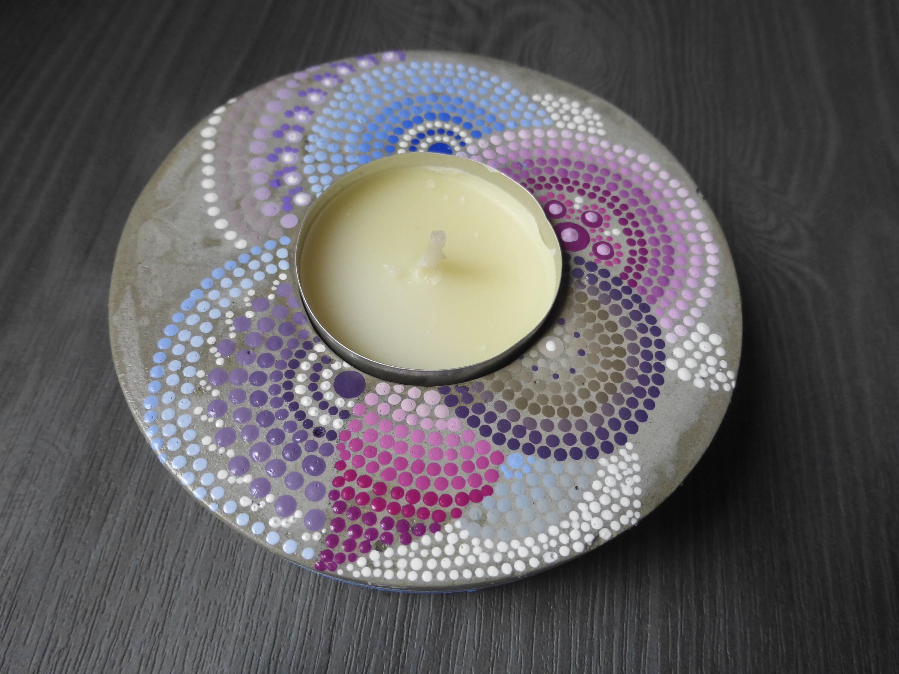 Bougeoir Mandala Stone - Bougeoir Béton Décoratif avec Bougie Parfumée Décoration Maison