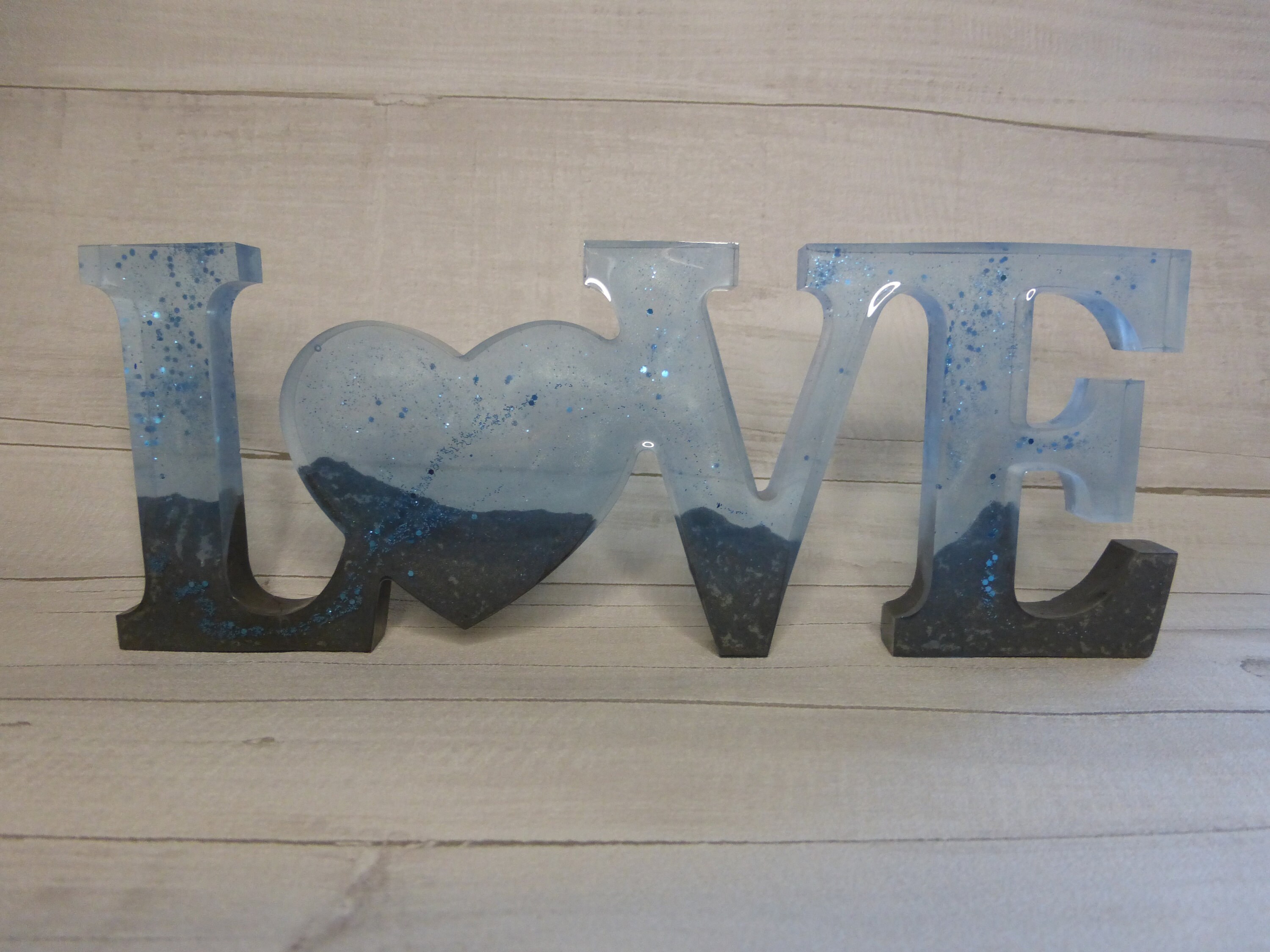 Lettres Décoratives Ciment et Résine - Love Bleu Gris