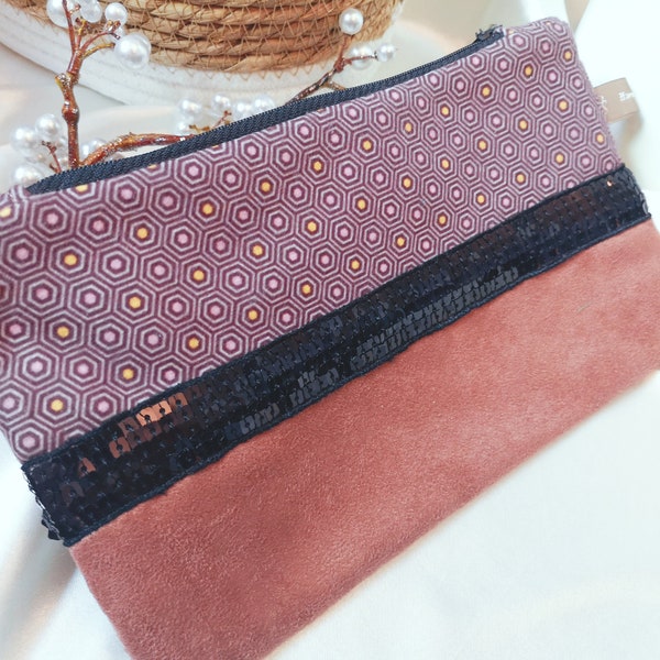 Pochette suedine bicolore