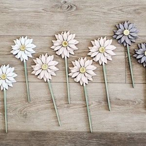 Wood Gerbera Daisies, Glowforge, Mothers Day Flowers, Wood Flower File, SVG, PDF, DXF