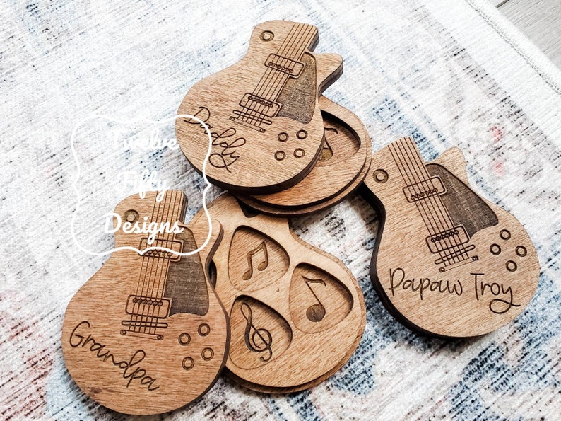 Personalzed Wood Gutar Pck Box And Pck, Custom Gutar Pck Case