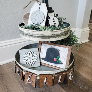 Christmas Tier Tray Decor Set, Snowman, SVG, Glowforge