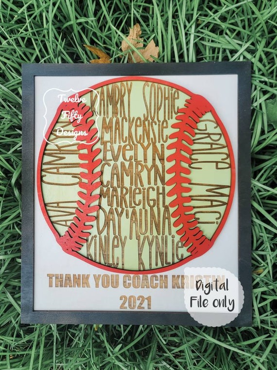 Softball Plaque Coach Gift Laser Cut File SVG PDF Digital Etsy