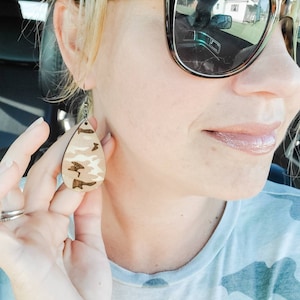 Camo Teardrop Earrings SVG, Glowforge, Laser Cut Digital File
