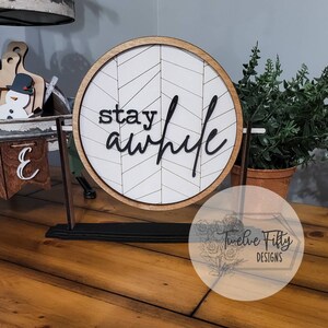 Bienvenido signo reversible, Glowforge, corte láser, bienvenido, quédate un rato archivo de corte láser intercambiable