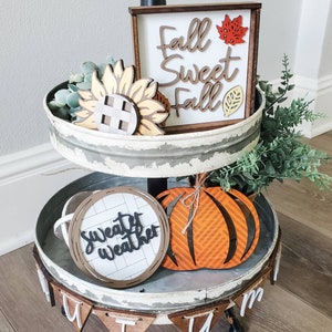 Fall Tier Tray Set, Autumn, Sweater Weather, Glowforge, SVG, Laser Cut File