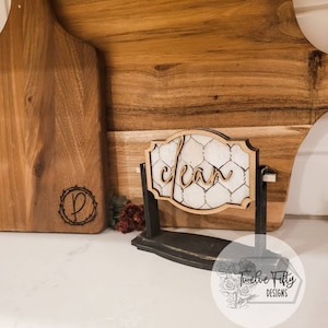 Vaisselle propre sale ou blanchisserie Flip Sign File, SVG, PDF, Laser Cut File, Glowforge