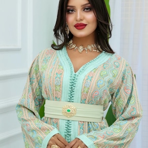 green emerald velvet dress Nerina Pastel Mint Floral Embroidered Dress M