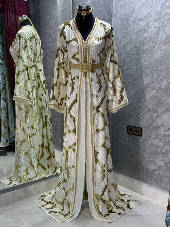 Moroccan Caftan Dress 4 Colors Caftan for Women Gift for Mom Moroccan Silk Crepe Handmade Embroidered One Size Etsy
