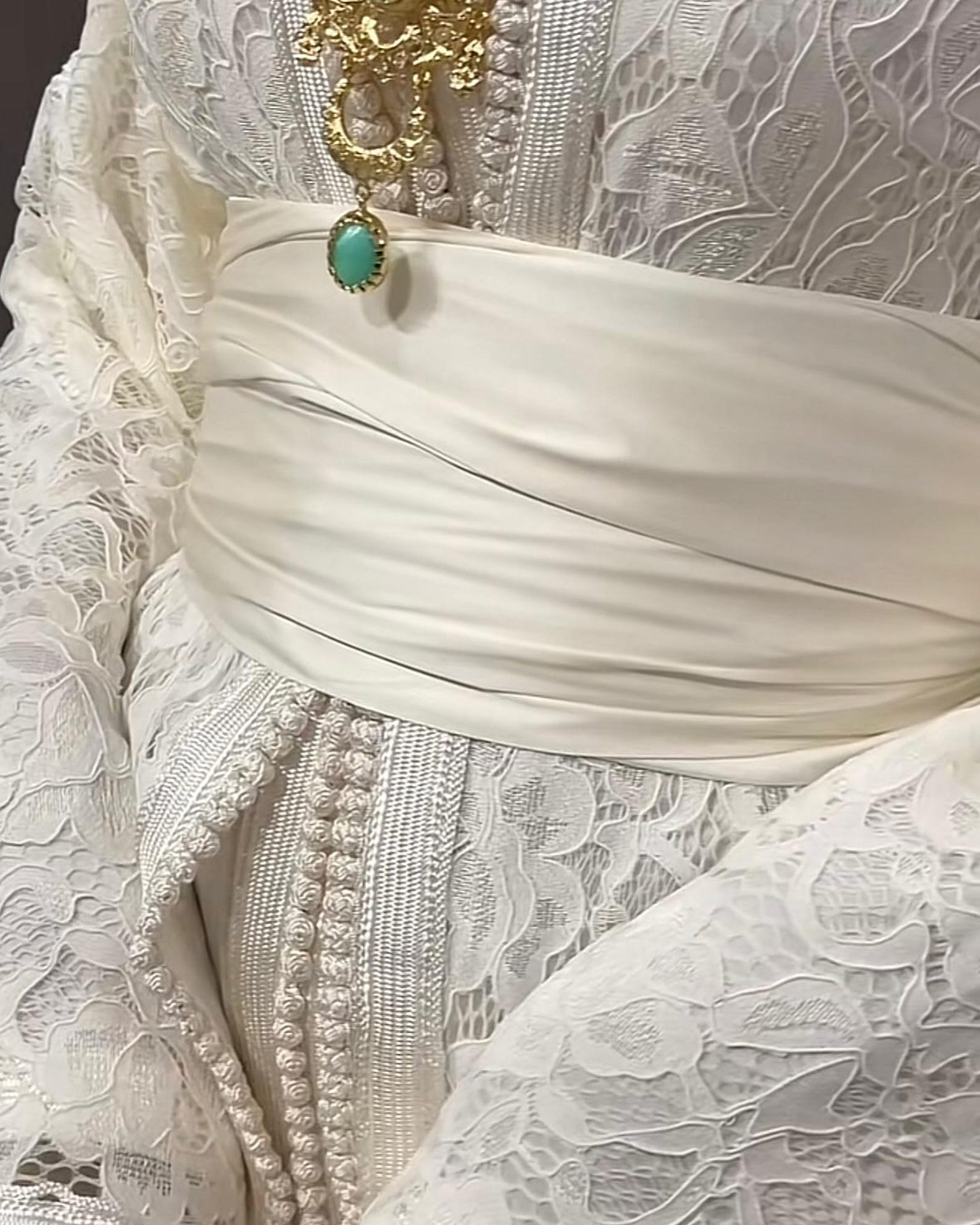 Luxury White Lace Moroccan Caftan With Belt – Handmade Bridal Takchita ...