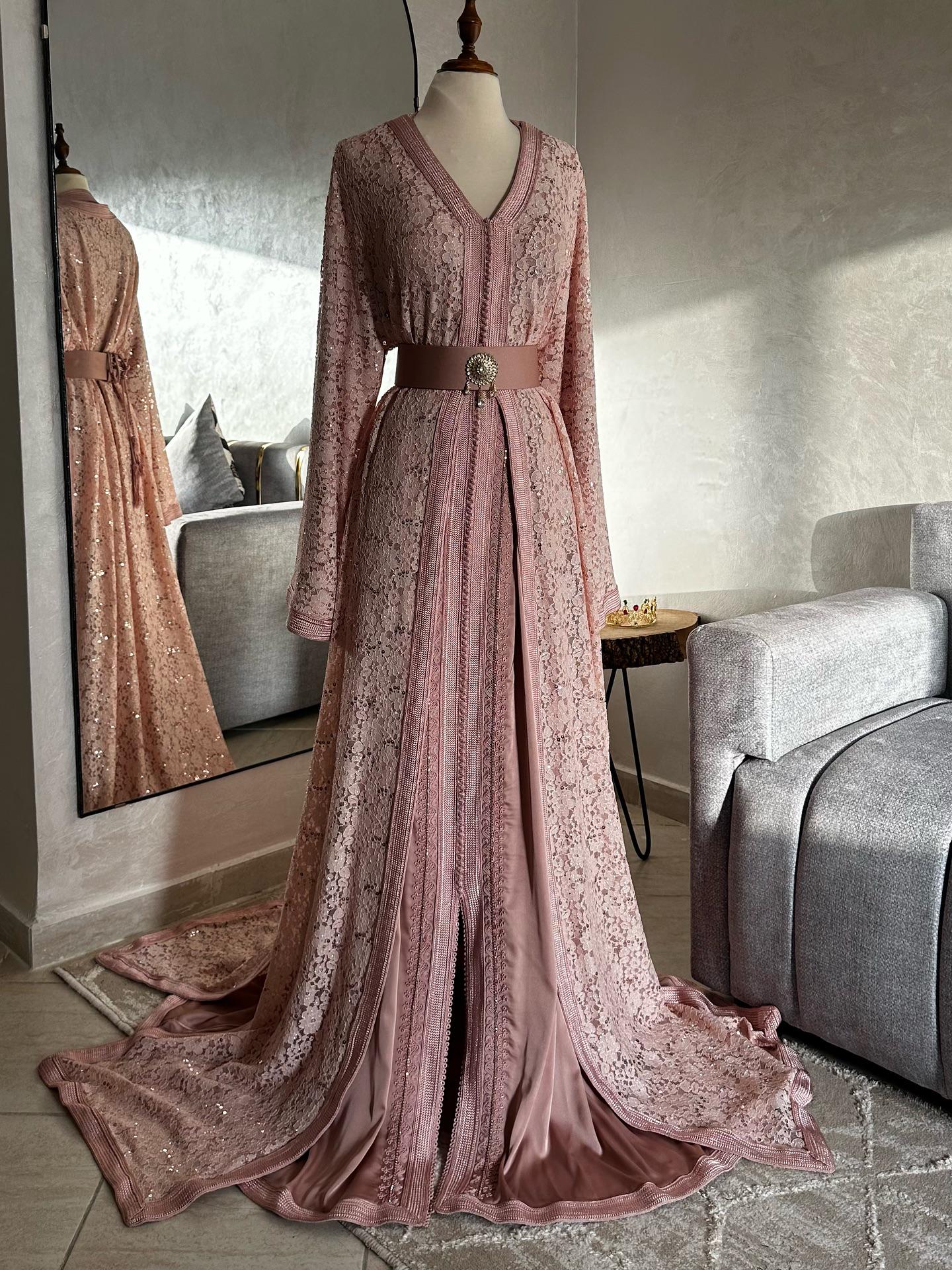 dusty pink dress muslimah Long Sleeve Criss Cross Maxi Dress