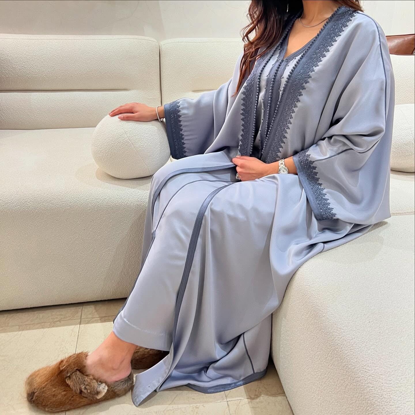 Custom made Moroccan Abaya Dress – Dubai Abaya Kaftan, Handcrafted Luxury Abaya with Embroidery - Qamis Abaya for Eid al Fitr Dress Ramadan