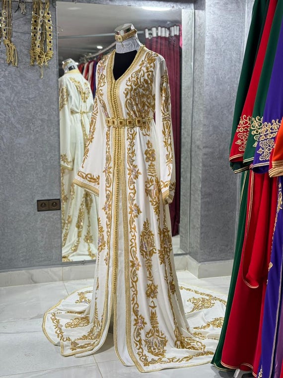 Elegant Moroccan Caftan Dress Takchita for Women Bridal Dress Moroccan Handmade Embroidered Dress Wedding Dress Nikkah Takchita Henna Etsy
