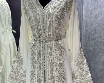 Elegant Moroccan Caftan Dress, 3 Styles Caftan for Women, Bridal Dress, Moroccan silk Handmade Embroidered, Wedding Dress - Nikah Takchita