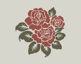 Roses stencil. Floral stencil (ref 526)