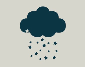 Cloud stencil. Stenciled stars (ref 470)