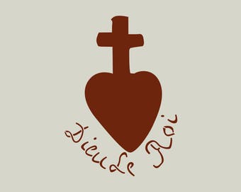 Vendée heart. Sacred heart. Chouan symbol. Adhesive vinyl stencil (ref 314)