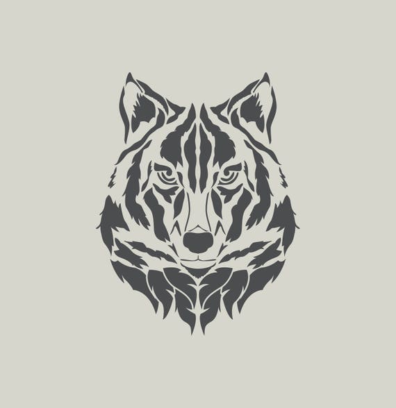 wolf stencil wolf head ref 578 adhesive vinyl stencil etsy
