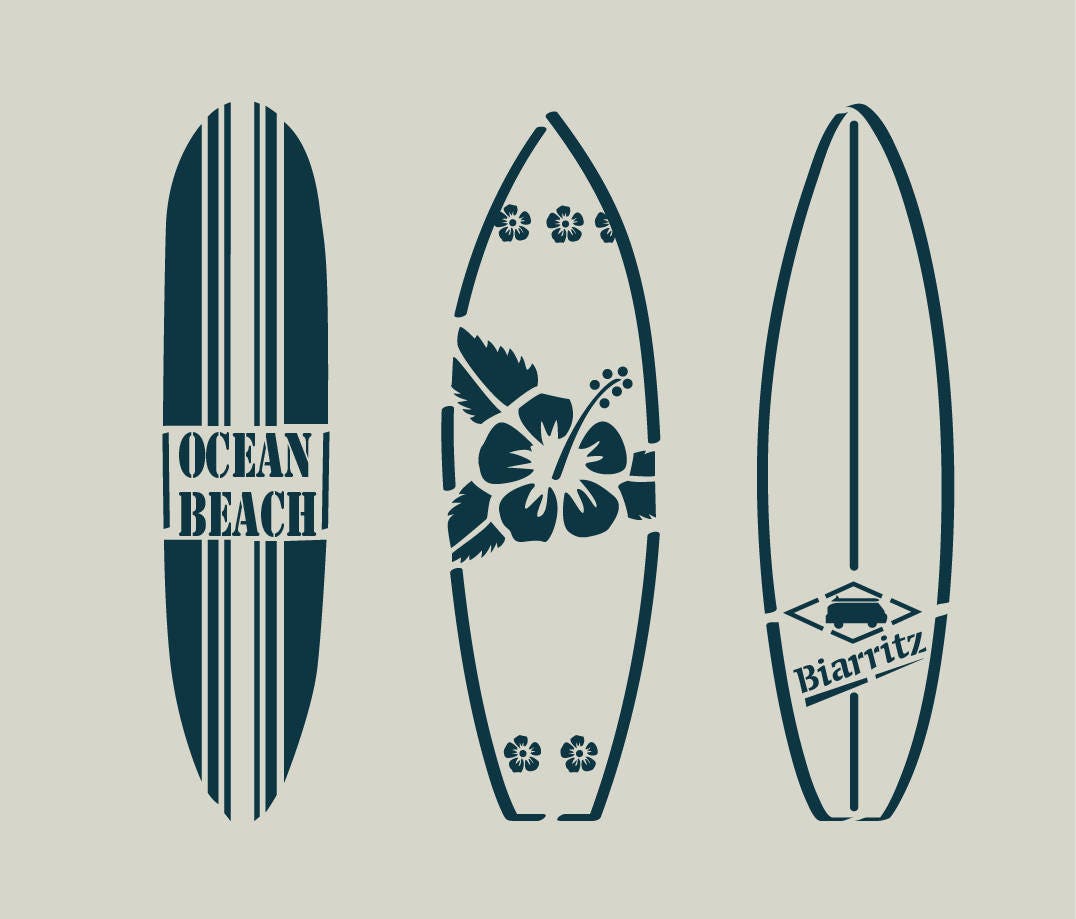 Surfing Stencil. Stencil Surfboards in Adhesive Vinyl ref 85 Etsy
